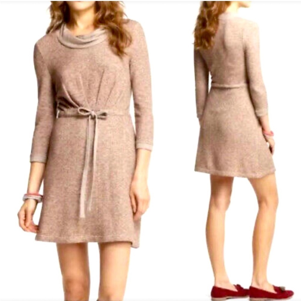 Anthropologie Saturday Sunday Chatham Cowl Neck Tie Waist Sweatshirt Dress Sz Sm